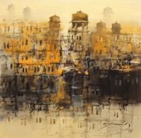 A. Q. Arif, 14 x 14 Inch, Oil on Canvas, Citysscape Painting, AC-AQ-323